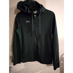Mens Under Armour Hooded Full Zip Jacket Size Medium Black Green Hoodie